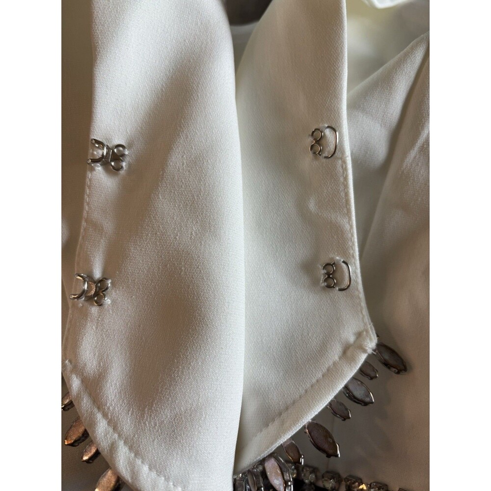12th Tribe Off White Melania Cropped Long Sleeve Rhinestone Crystal Blazer XL - Picture 5 of 7